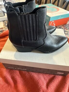 Sun + Stone Black Ankle Boots